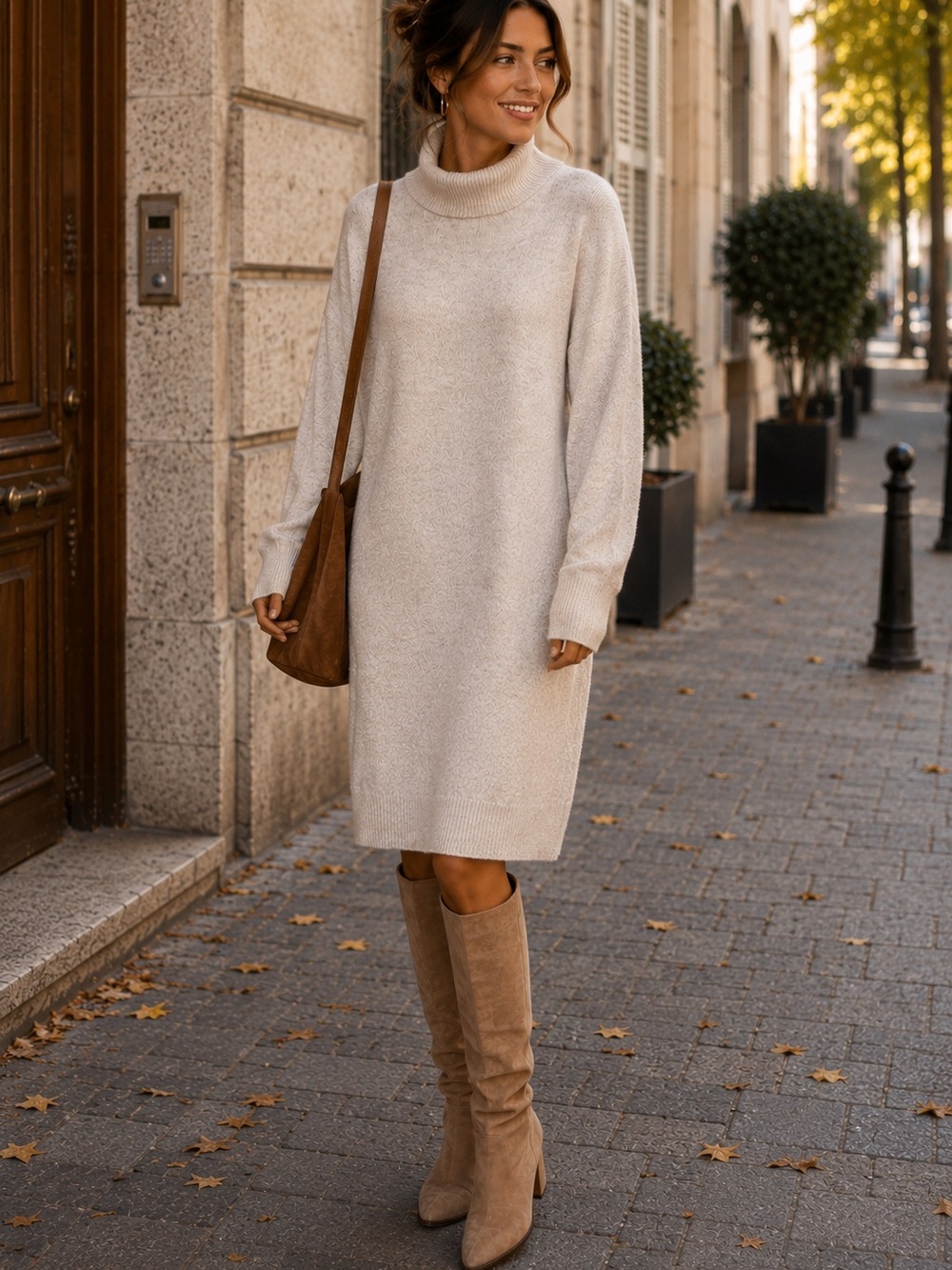 Abound Cream Turtleneck Sweater Dress